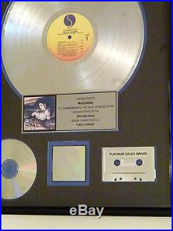 Madonna Certified Riaa Gold Lp Record Album Award Gold Disc Like A Virgin