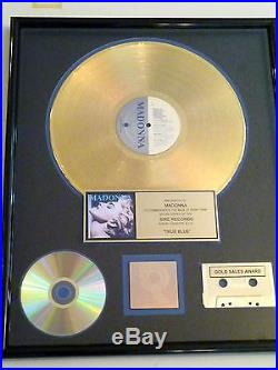 Madonna Certified Riaa Gold Lp Record Album Award Gold Disc True Blue