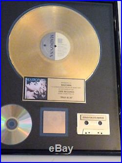Madonna Certified Riaa Gold Lp Record Album Award Gold Disc True Blue