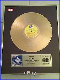 Madonna Non Riaa Gold Record Award Gold Disc Lp Album Like A Virgin