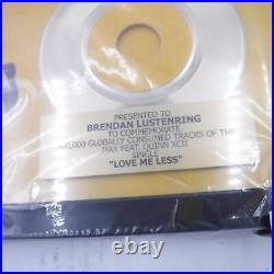 Max Love Me Less Featuring Quinn XCII RIAA 45 Gold Record Award 17.5x17.5