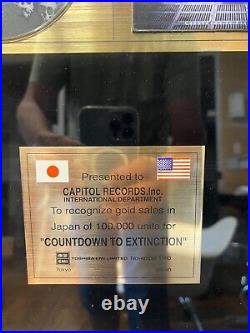 Megadeth 1993 Countdown To Ex Gold Sales Award 100k Sales Toshiba Emi Records