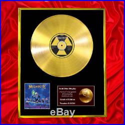 Megadeth Rust In Peace CD Gold Disc Vinyl Record Award Display Free P&p