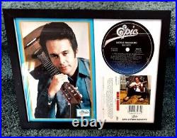 Merle Haggard GOLD RECORD AWARD Big City w-Framed photo & orig. Record labels &