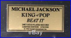 Michael Jackson Beat It 24kt Gold Record Award Only 2500 Made