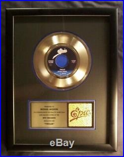 Michael Jackson Thriller 45 Gold Non RIAA Record Award Epic Records To Michael