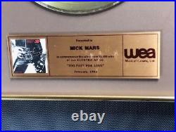 Motley Crue Mick Mars Canadian Gold Record Award- Too Fast For Love 1985