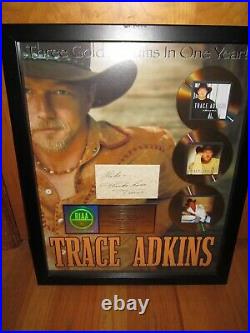 NICE! TRACE ADKINS RECORD AWARD framed country music RIAA 3 gold AUTOGRAPH