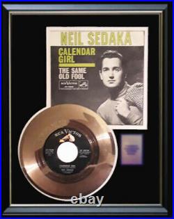 Neil Sedaka Calendar Girl 45 RPM Gold Metalized Record Rare Non Riaa Award