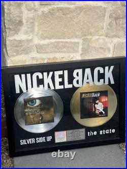 Nickelback Gold Platinum Record Framed RIAA Certified Sales Award Silver Side Nickelback Gold Platinum Record Framed RIAA Certified Sales Award Silver Side