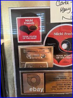 Nicki French Total Eclipse Of The Heart RIAA Gold Plaque Framed Record Award