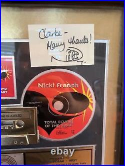 Nicki French Total Eclipse Of The Heart RIAA Gold Plaque Framed Record Award