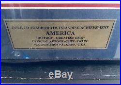 OFFICIAL Gold ALBUM award AMERICA autographed Memorabilia ONE OFF DISPLAY SALE