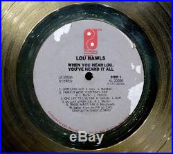 ORIGINAL Vintage WHEN YOU HEAR LOU RAWLS Authentic Framed RIAA GOLD RECORD AWARD