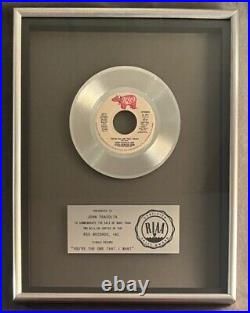 Olivia Newton-John Travolta You're The One That I 45 Platinum RIAA Record Award