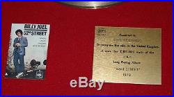 Original Gold record Billy Joel Disc 52nd Street Bpi No Riaa Sales Award 1979