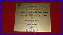 Original Gold record Billy Joel Disc 52nd Street Bpi No Riaa Sales Award 1979