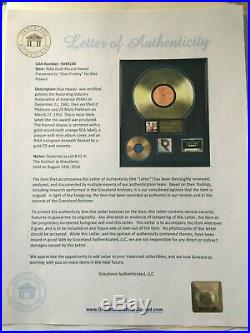 Original RIAA Gold Record Award Presented to Elvis Presley for Blue Hawaii