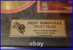 Ozzy Osbourne Crazy Train 24kt Gold 45 Record Ltd Edition Display Award