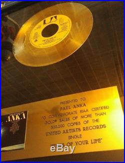 Paul Anka RIAA Gold Record Award Times of Your Life