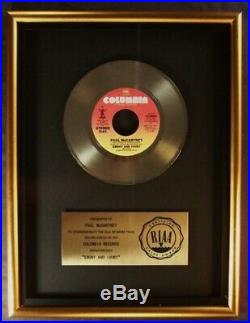Paul McCartney & Stevie Wonder Ebony And Ivory 45 Gold RIAA Record Award