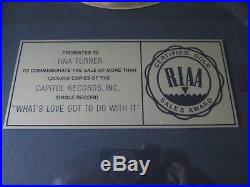 Personal Tina turner Riaa Gold record Award Disc what's love got to do with it