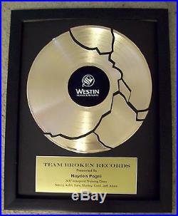 Pesonalized Gold LP Album Broken Record Trophy + Custom Plaque RIAA Style Award