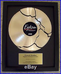 Pesonalized Gold LP Album Broken Record Trophy + Custom Plaque RIAA Style Award