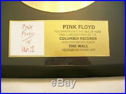 Pink Floyd THE WALL Gold LP Record + Mini Album Disc Not a Award + Plaque