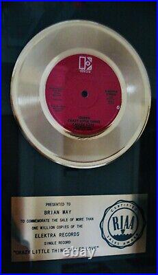 QUEENCRAZY LITTLE THING CALLED LOVERIAA Gold Record Award To BRIAN MAY