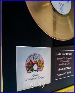 Queen A Night At The Opera CD Gold Disc Award Display Vinyl Record Free P+p