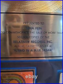 RIAA Certified Joe Satriani FLYING IN A BLUE DREAM 500k SOLD AWARD TISHA FEIN LP