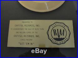 RIAA GOLD RECORD AWARD PAUL McCARTNEY AND WINGS LET'EM IN