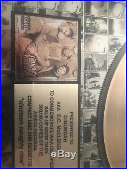 RIAA Gold Record Award. Nineteen Naughty Nine Presented To C-MURDAH AKA Mc