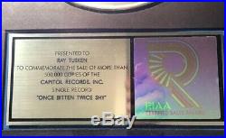 RIAA Great White Gold Record Award Once Bitten 45 Ian Hunter Mott Rel Capitol 7