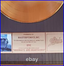 RICKY SKAGGS Highways & Heartaches GOLD Record Award RARE Collectible RICKY SKAGGS Highways & Heartaches GOLD Record Award RARE Collectible