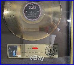 RUSH EXIT STAGE LEFT authentic original R. I. A. A. Gold Record Award geddy lee