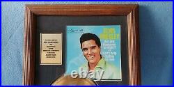 Rare Elvis Presley 24kt Gold Plated 45 Record Framed Million Seller Award 1989