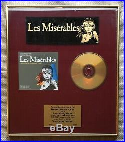 Rare LES MISERABLES gold record award Netherlands musical 1992 NO BPI RIAA