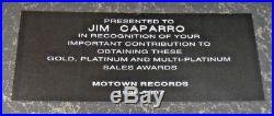 Sales Award Presented to Jim Caparro by Motown Records For Gold Platinum Sales