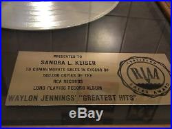 Sandra L. Keiser RCA Records RIAA GOLD Certified SALES AWARD (Waylon Jennings)