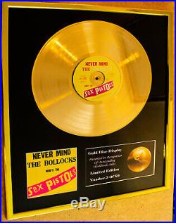 Sex Pistols Never Mind CD Gold Disc Vinyl Record Award Display Lp
