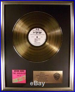 Sex Pistols Never Mind The Bollocks LP Gold Non RIAA Record Award Warner Bros