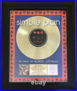 Simple Plan No Pads, No Helmets. Just Balls RIAA Gold Album Record Award