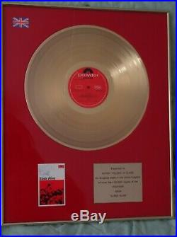 Slade Alive Gold Record Award Presentation to Noddy Holder signed by Noddy Disc