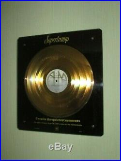 Supertramp Dutch No Riaa Award With Metal Gold Record Disc Bpi Rare Presentation