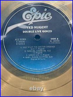 TED NUGENT RIAA Gold Floater Record Award for the Album Double Live Gonzo