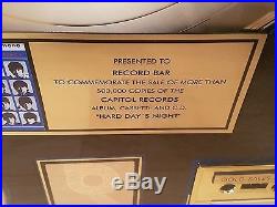 THE BEATLES RIAA gold record award a hard days night BEAUTY
