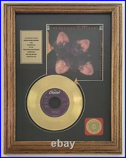 THE BEATLES Yesterday 24 KT Gold Plated 45 Record RARE Special Edition Award