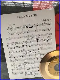 THE DOORS JIM MORRISON 1967 LIGHT MY FIRE GOLD RECORD AWARD LIMITED Album Mint